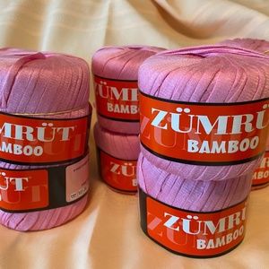Ten new skeins pink bamboo yarn